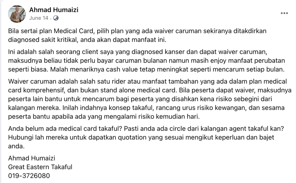 Medical Card Dengan Waiver of Contribution